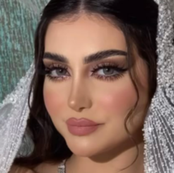 Bridal makeup with false eyelashes