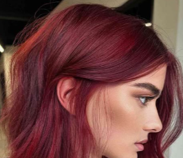 Ear-length hair dyed in one color