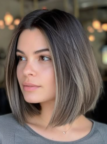 Neck-length hair dyed in one color