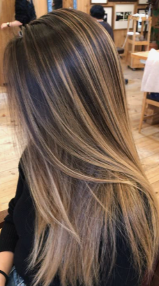 Highlights dyed for long hair